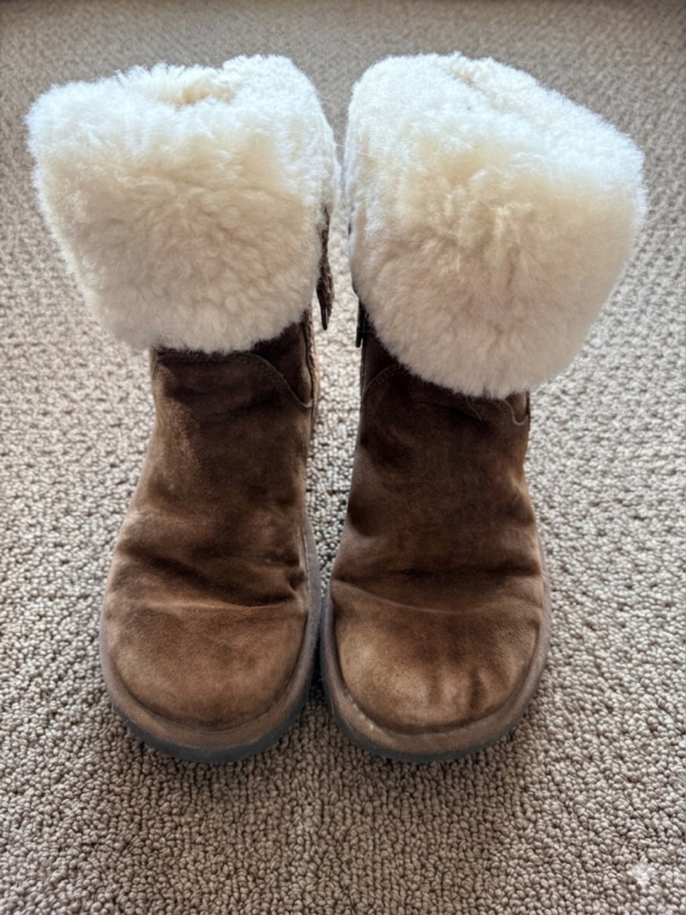 UGG Brown Suede Boots with Cream Shearling Cuff